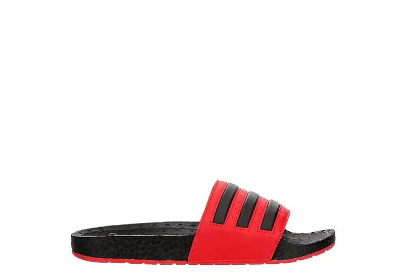 Adidas Mens Adilette Boost Slide Sandal - Red 4 Adidas Mens Adilette Boost Slide Sandal - Red - Image 2