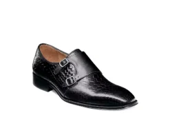 Stacy Adams Mens Torrance Plain Toe Double Monk Strap Oxford - Black