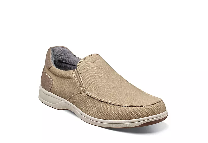Florsheim Mens Lakeside Canvas Moc Toe Slip On Oxford - Sand 3 Florsheim Mens Lakeside Canvas Moc Toe Slip On Oxford - Sand