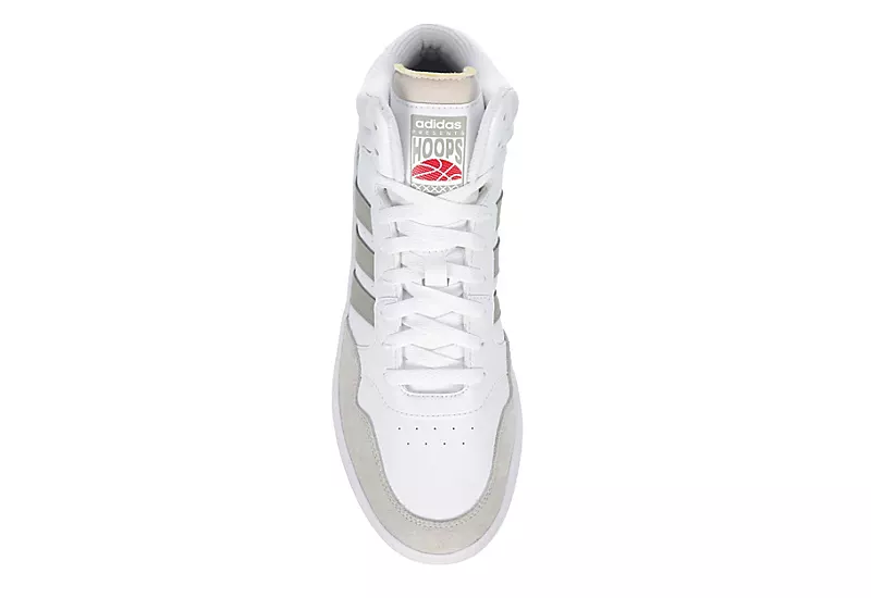 Adidas Mens Hoops 3.0 Mid Sneaker - White 8 Adidas Mens Hoops 3.0 Mid Sneaker - White - Image 6
